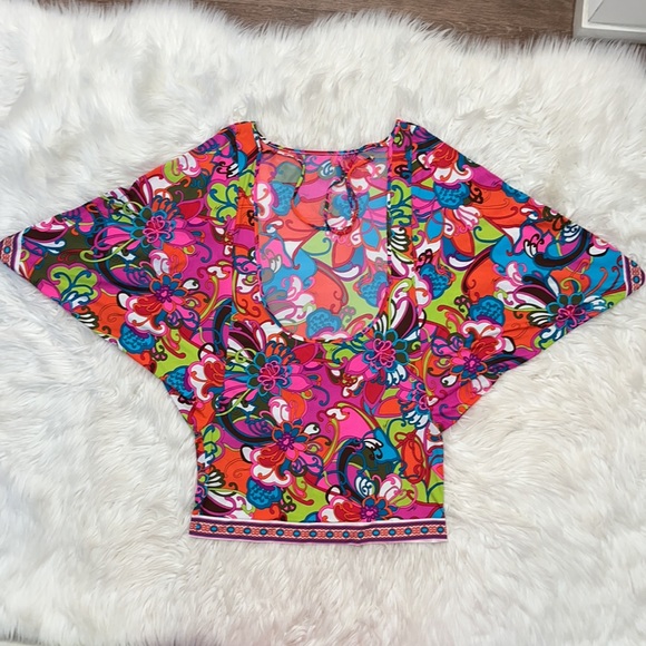 NWOT Trina Turk 'Fiji Flower' Swim Cover-Up Tunic Dress - Picture 9 of 13